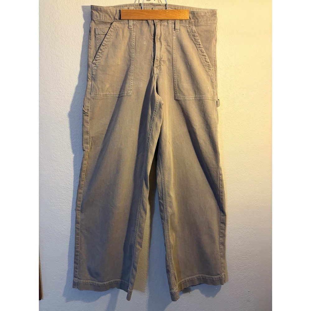 American‎ Eagle Women Tan Khaki  Carpenter Wide Leg Utility Pant Hammer loop